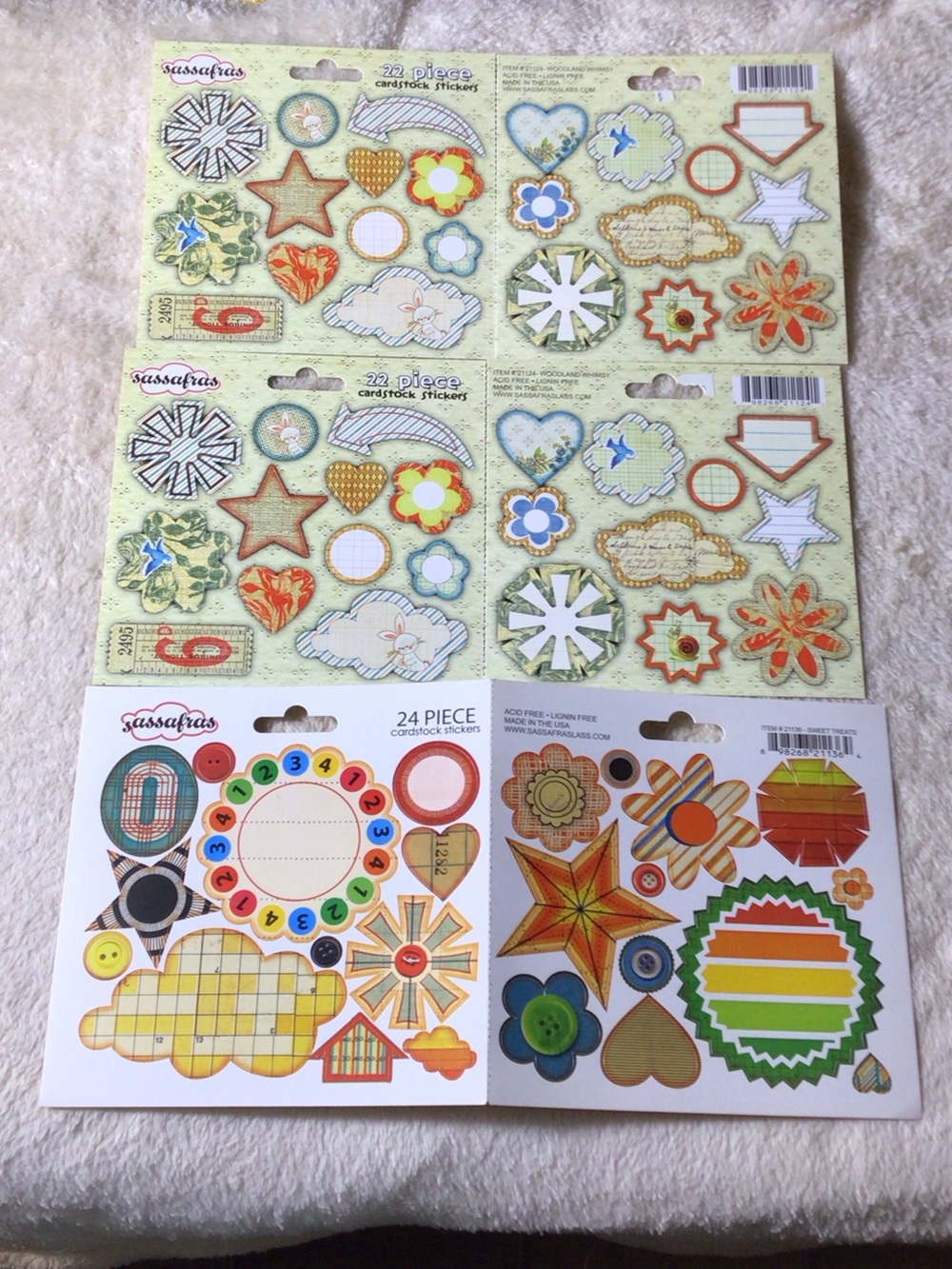Sassafras Cardstock Sticker Set — Orange, Yellow, Green, Blue